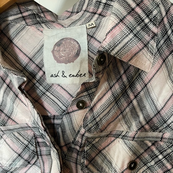 Anthro Ash & Ember Plaid Sleeveless Button Down Shirt Dress, pockets—size Med••• - Picture 5 of 14